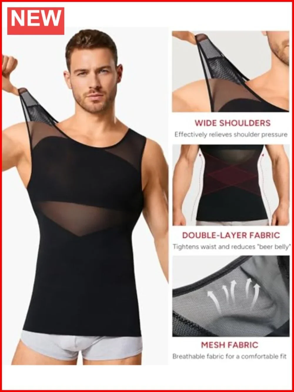 Double Layer Compression Tank Top for Men - Slimming Shapewear Undershirt for